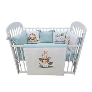 Fim Punjena posteljina za krevetac Životinjsko carstvo - Mint